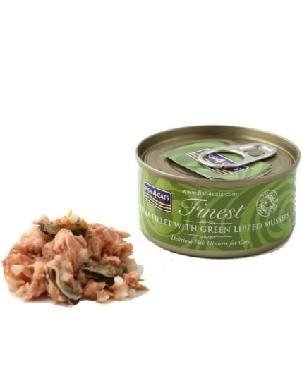 FISH4CATS UMIDO GATTO TONNO E COZZE NEOZELANDESI TUNA WITH LIPPED 70 GR