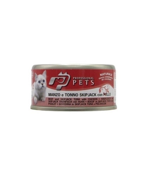 PROFESSIONAL PETS GATTO MANZO, TONNO E POLLO 70 GR