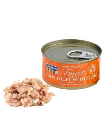 FISH4CATS UMIDO GATTO TONNO E CALAMARI TUNA WITH SQUID 70 GR