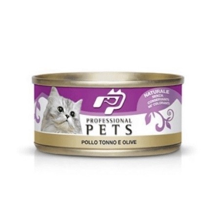 PROFESSIONAL PETS GATTO POLLO, TONNO E OLIVE 70 GR