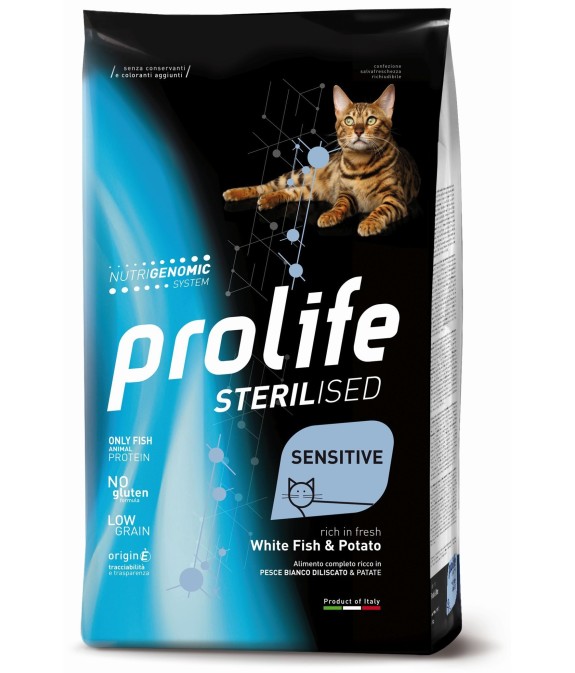 PROLIFE GATTO STERILISED ADULT PESCE BIANCO E PATATE 1.5KG