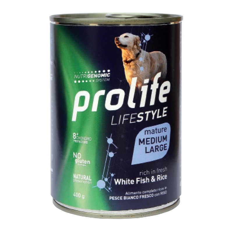 PROLIFE UMIDO PESCE BIANCO E RISO 400 GR