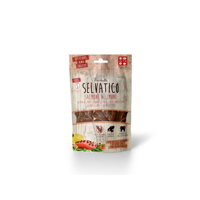 FERRIBIELLA OSSO SELVATICO VEGETALE SALMONE E LIMONE TG.S 120 GR