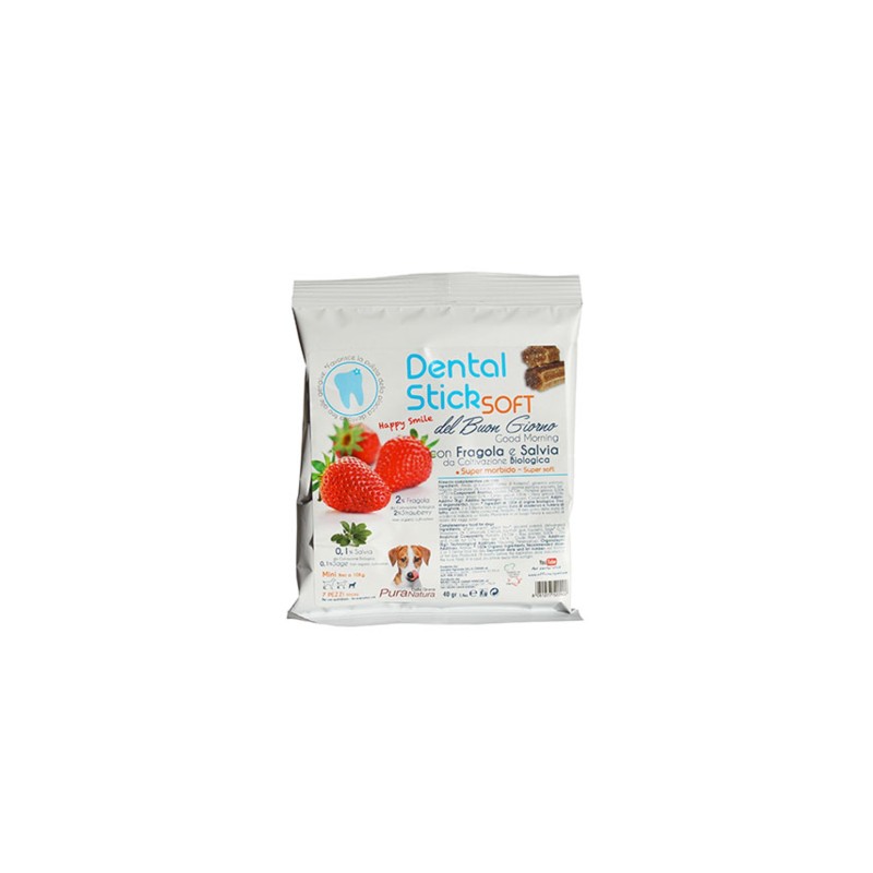 DENTAL-STICK SOFT FRAGOLA E SALVIA 100Gr - MELA E CAMOMILLA DALLA GRANA