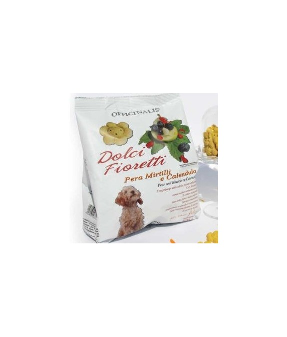 DOLCI FIORETTI BISCOTTI PER CANI ALLA PERA, MIRTILLI E CALENDULA 500 gr.